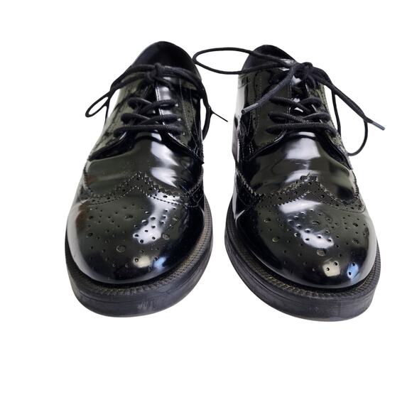Nine West Womens Studey Lace Up Wingtip Loafers Size 9 Black Glossy Faux Leather - Picture 3 of 10